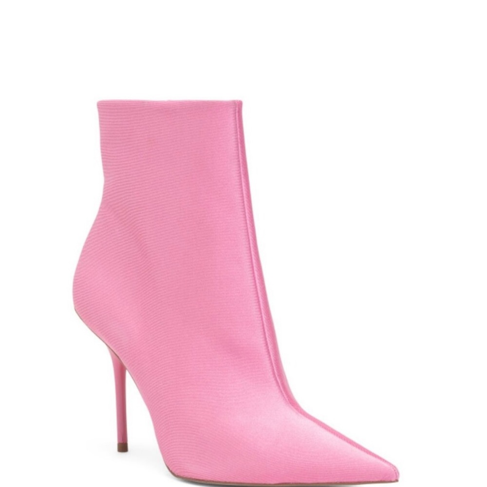 NIB sz 7.5 Good American Pink Ankle Booties with Stiletto Heel